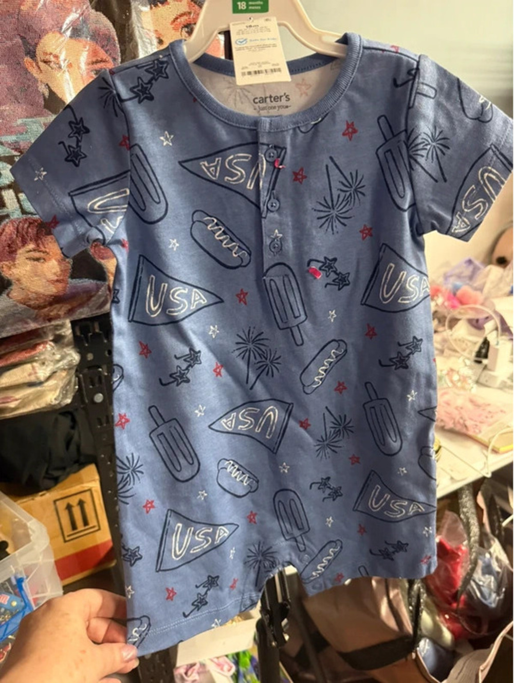 Carter’s Just One You Baby Boy Romper 18M USA 4th of July Patriotic NWT